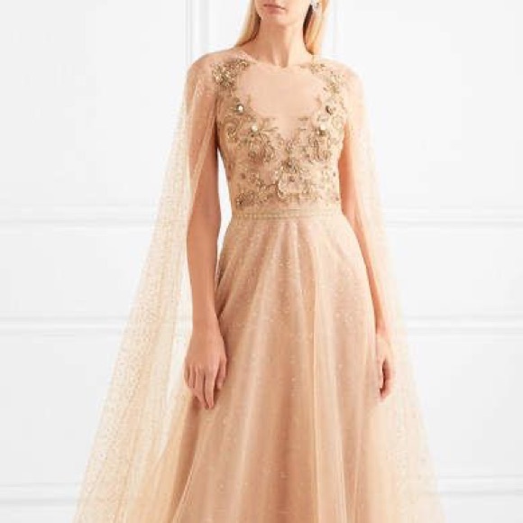 Marchesa Notte Embellished Glittered Tulle Gown-Blush Sz 16 - Picture 7 of 9